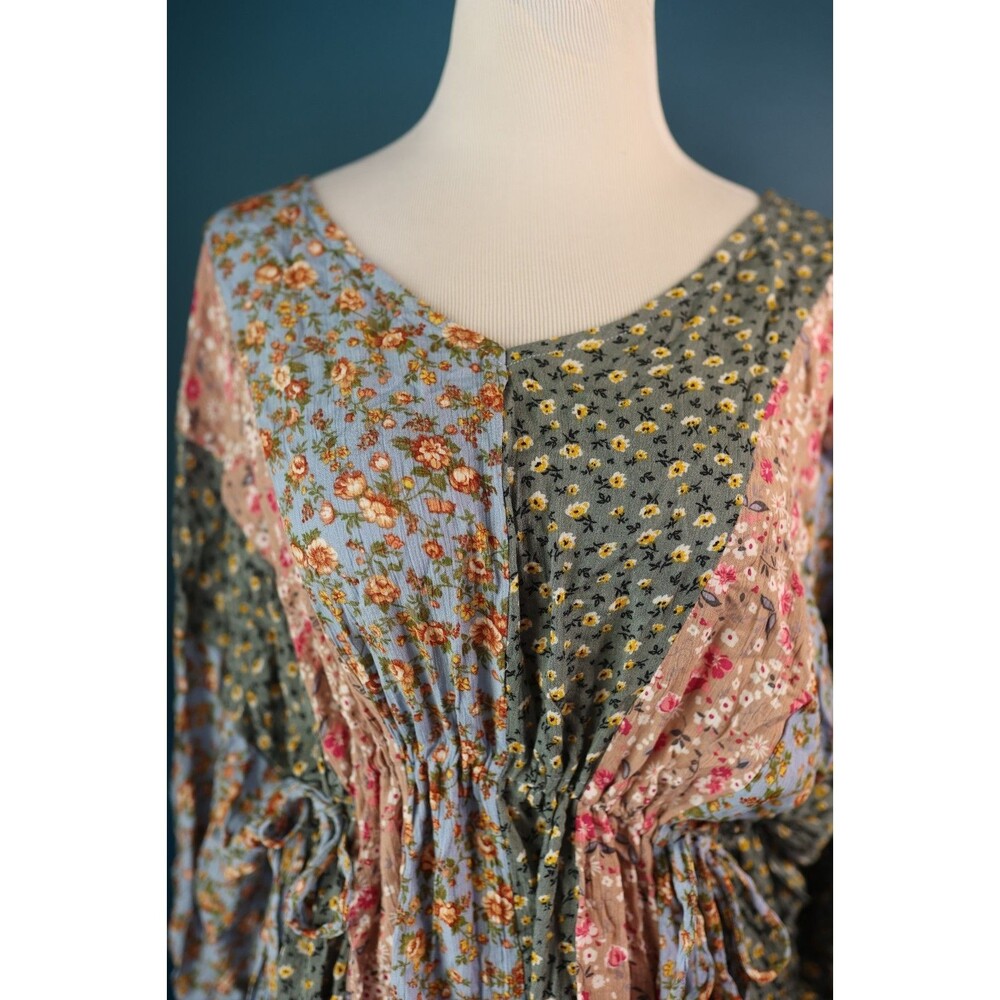NWT Gigio Floral Colorful Boho Flowy Dress Oversized Cottagecore Peasant Prairie - Picture 2 of 11